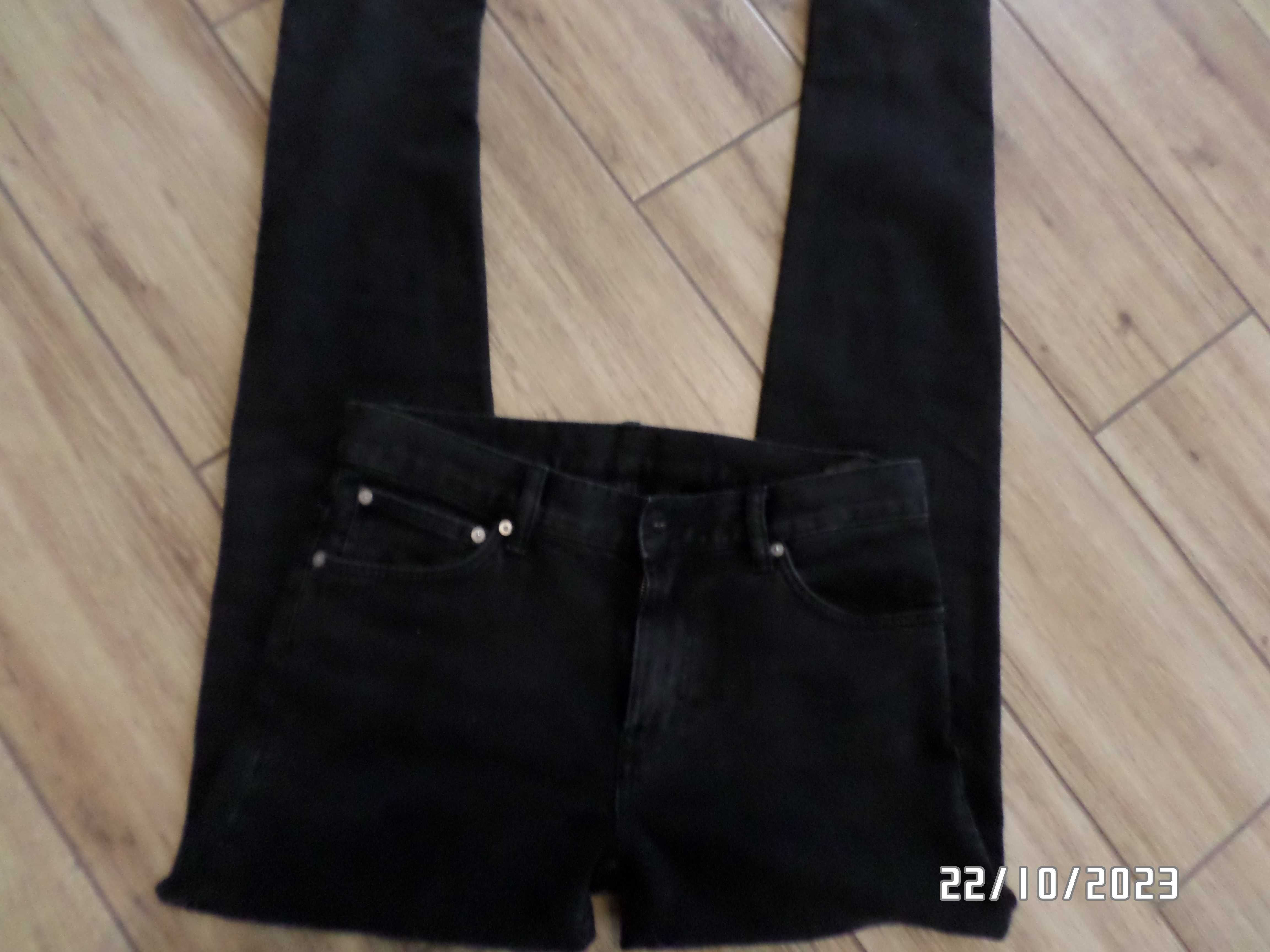 czarne męskie spodnie jeans-s-29/32-elastyczne-pas-80cm