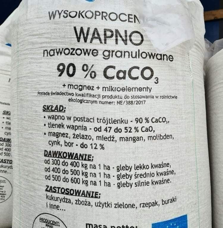 Wysokoprocentowe Wapno magnezowe - Kreda jeziorna . Producent.