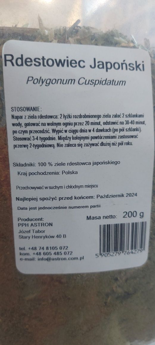 Rdestowiec japoński 200g reumatyzm, cukrzyca, artretyzm, azs,borelioza