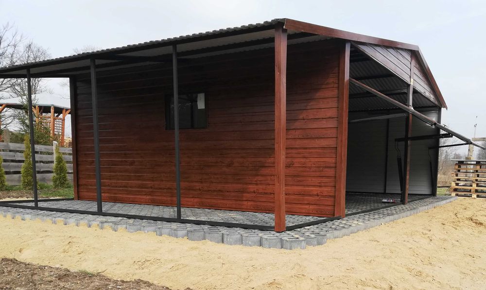Garaż blaszany 4x5 +wiata. Antracyt, profil, Blaszak 5x5 4x6 PRODUCENT