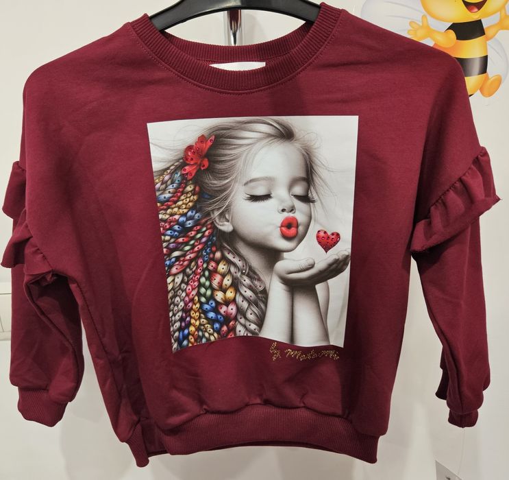 Komplet bordowy z legginsami ze spódniczką