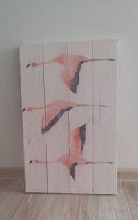 Obraz drewniany flamingi, drewniany obraz,  taca