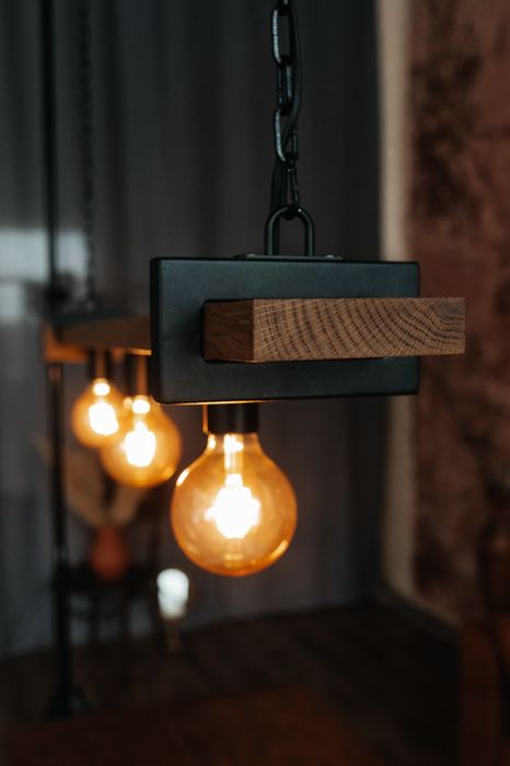 Світильник лофт з дерева(дуб), люстра, навісний світильник