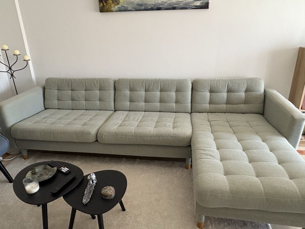 Sofá 3 lugares, c/chaise longue/Gunnared verde