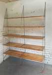 Designerski metalowy regał półki z drewna 147x203 lata 80/90