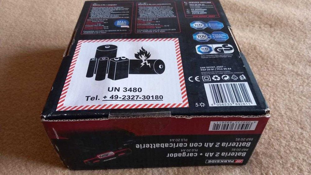 Bateria de iões de lítio 2 Ampéres + Carregador (PARKSIDE)