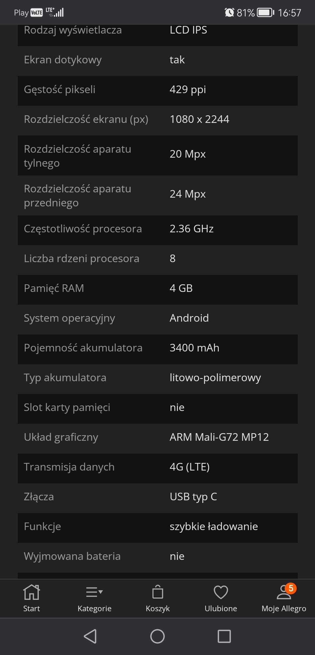 Smartfon Huawei p20 różowy