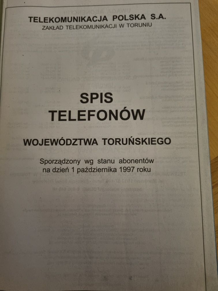 Książka telefoniczna woj toruńskiego z 1998r