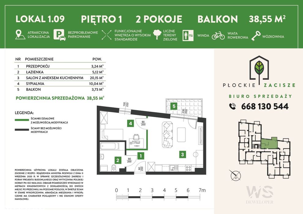 Płockie Zacisze - Kutnowska 17 - Powierzchnia 38,55 m2