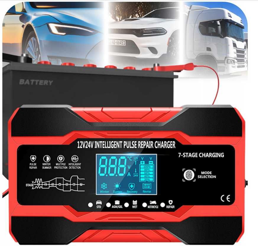 Mocny INTELIGENTNY PROSTOWNIK Ładowarka 10A 12/24v