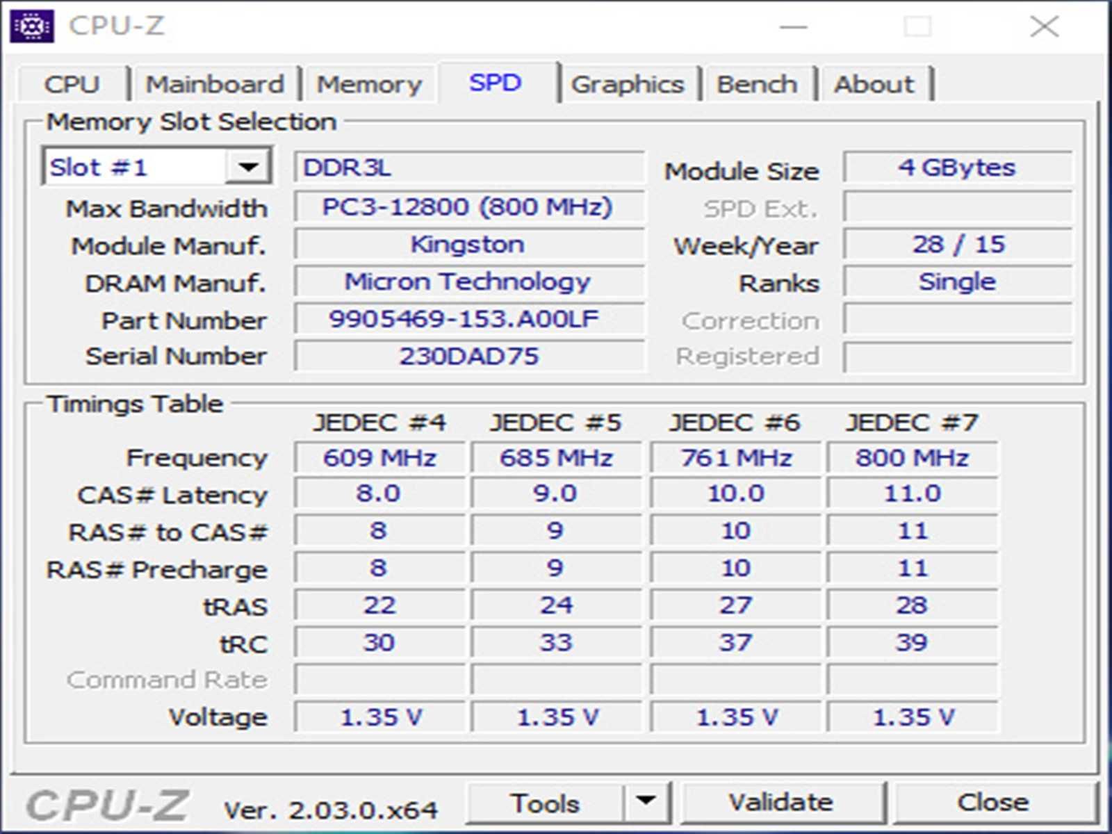 DDR3 4GB KingSton 12800 L