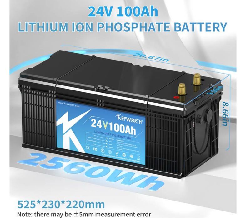 Kepworth LiFePO4 24V/100AH ​​(2560W*h) с BMS с Зарядным устройством!