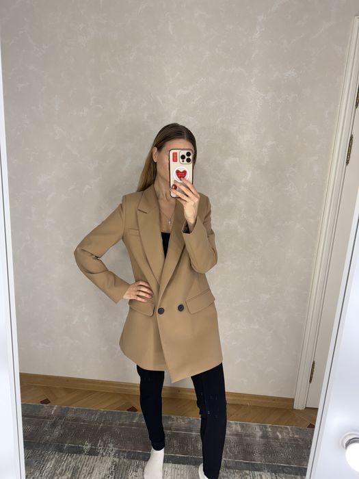 Піджак класичний жіночий коричневий подовжений універсальний XS-M