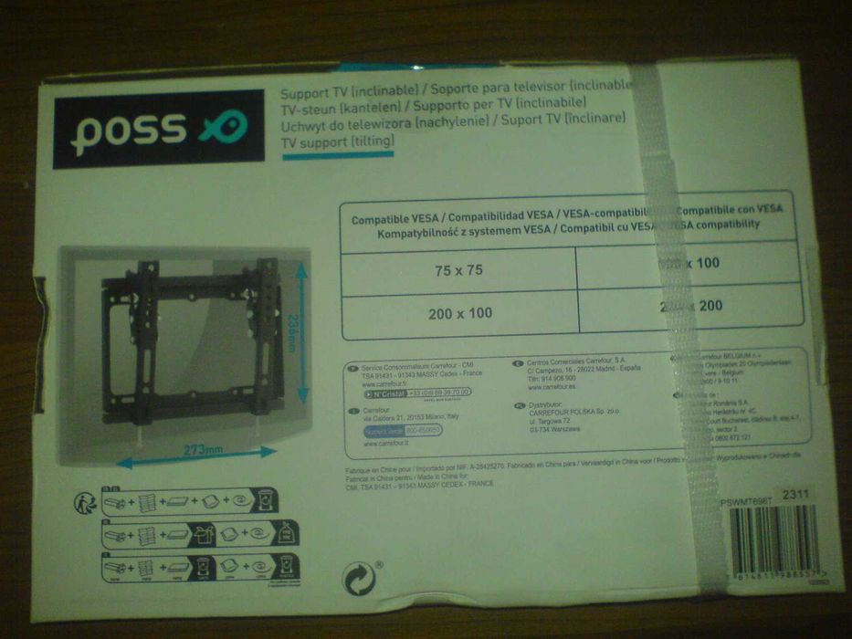 Uchwyt na ścianę do TELEWIZORA 13-42” obrotowy 10 st. obc. 20 kg Nowy