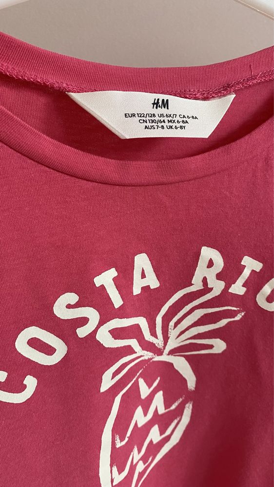 Tshirt h&m różowy ananas 122/128