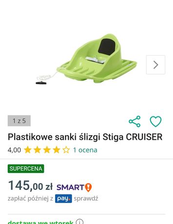 Sanki plastikowe z oparciem, niebieskie.