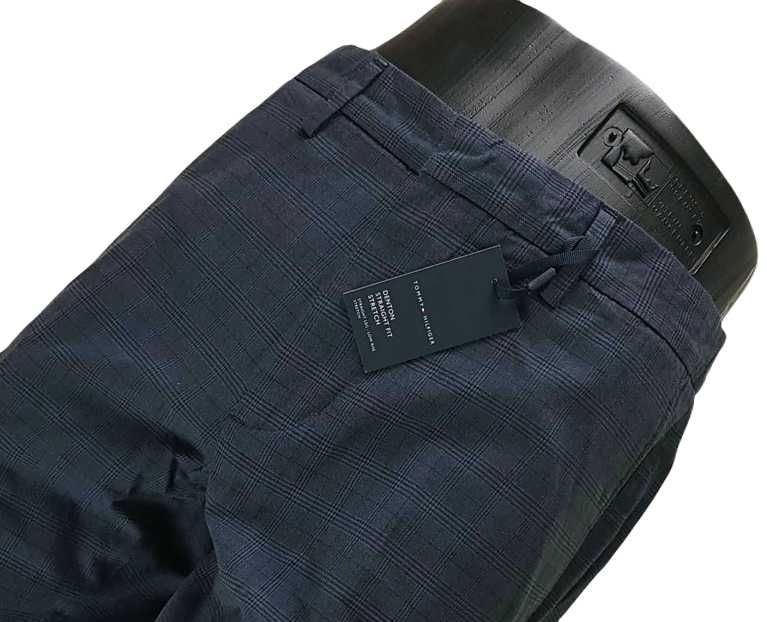 Męskie spodnie Tommy Hilfiger Denton Chino Straight krata nowe W33/L32