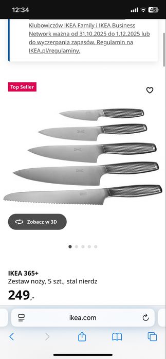 Zestaw nozy ikea nowe