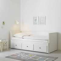 Łóżko Hemnes Ikea Rama leżanki z 3 szufladami, biały 80x200