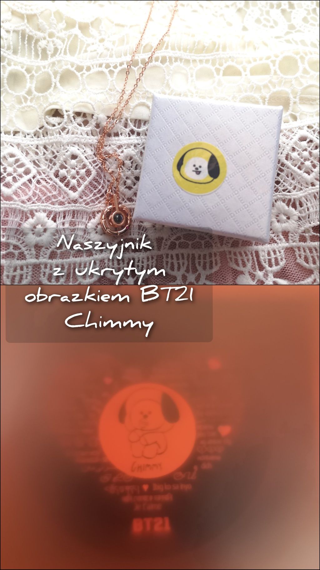 Nowy naszyjnik z ukrytym obrazkiem Chimmy Jimin BT21 BTS