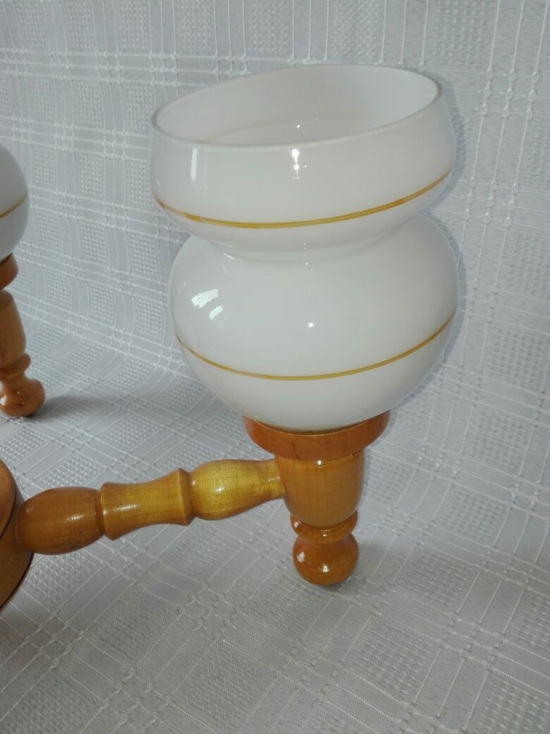 Żyrandol drewniany plus kinkiet