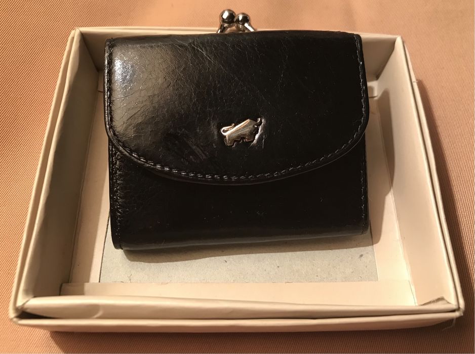 Портмоне женское BRAUN BUFFEL, чёрн.цвет, кожаное, 8,5см x7см, новое