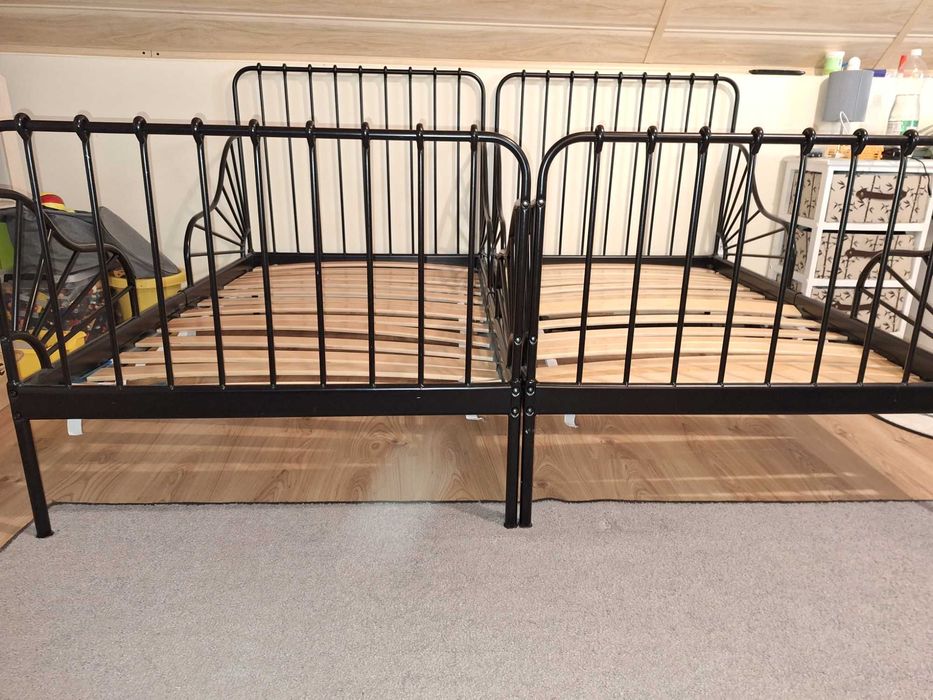 Łózko metalowe ikea minnien czarne
