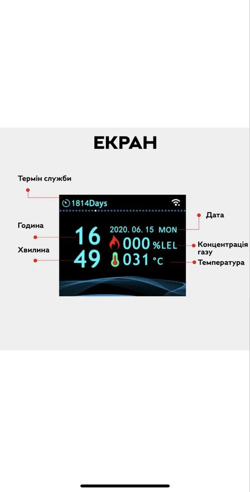 Детектор чадного газу,  GS21 З Tuya Smart Wi-Fi