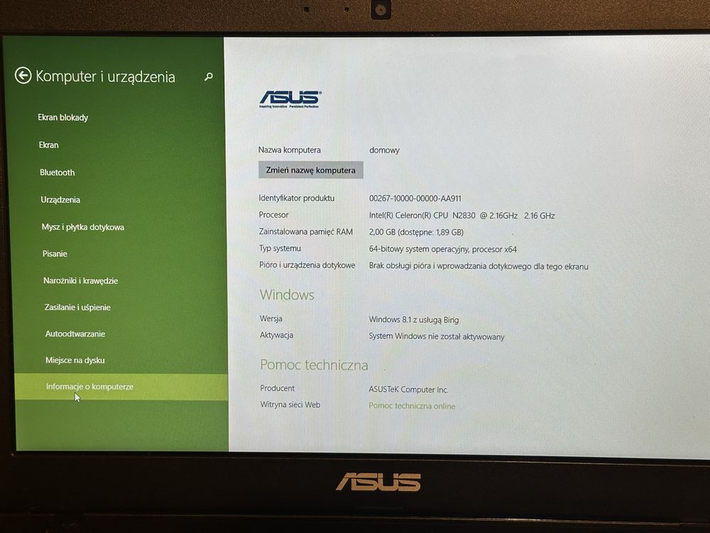 Laptop ASUS X200M 11,6”  stan idealny !