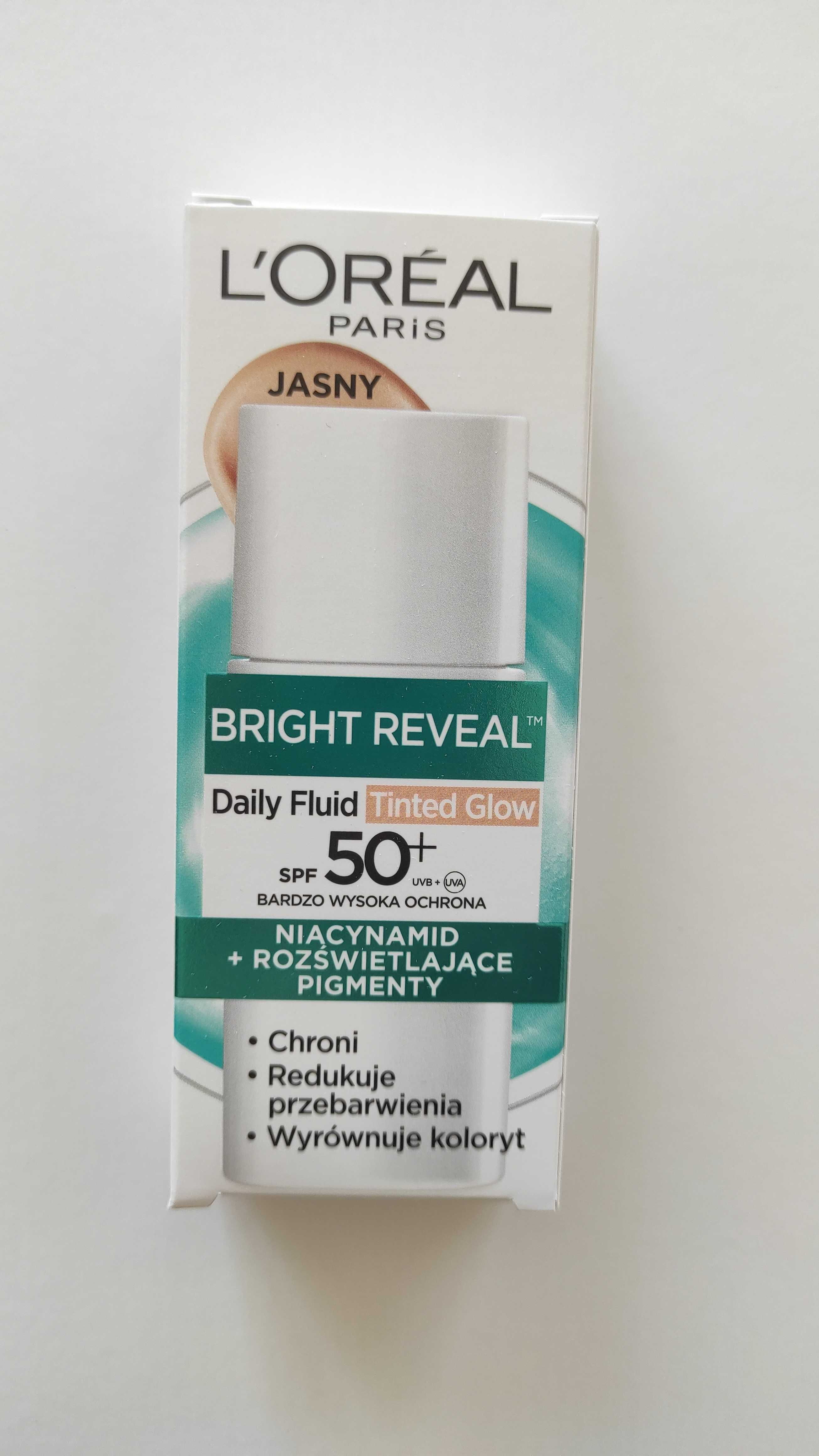 Rozświetlający fluid Loreal Bright Reveal Daily Fluid Tined Glow SPF50