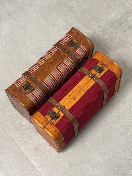 Dwie Skrzynie Walizki Drewniana Florapoint