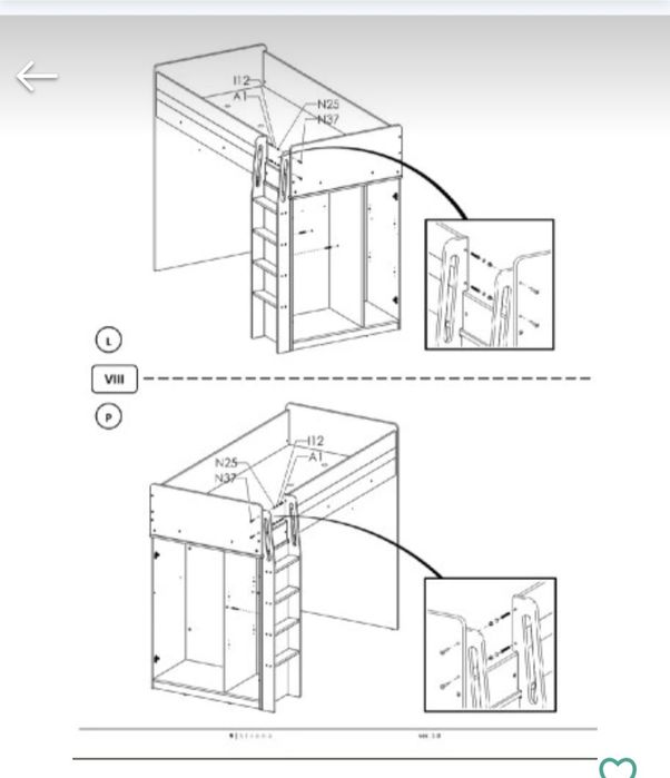Łóżko antresola pietrowe z szafą I komodami
