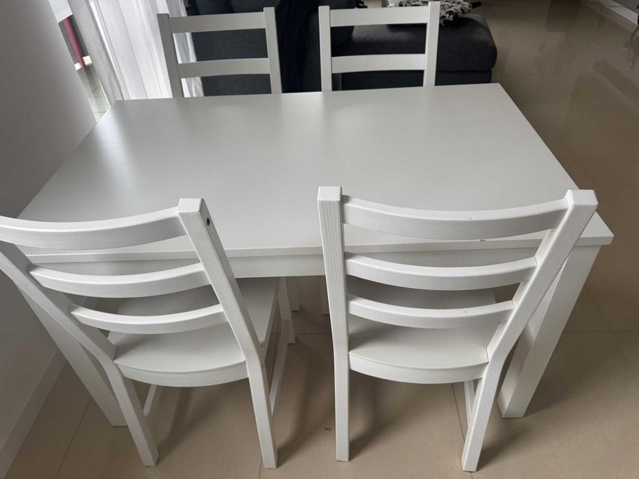 IKEA LANEBERG Stół rozkładany biały 4 NORDVIKEN Krzesło