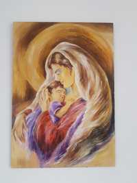 Obraz Matka Boska karmiąca malowany na szkle wymiary 47/67