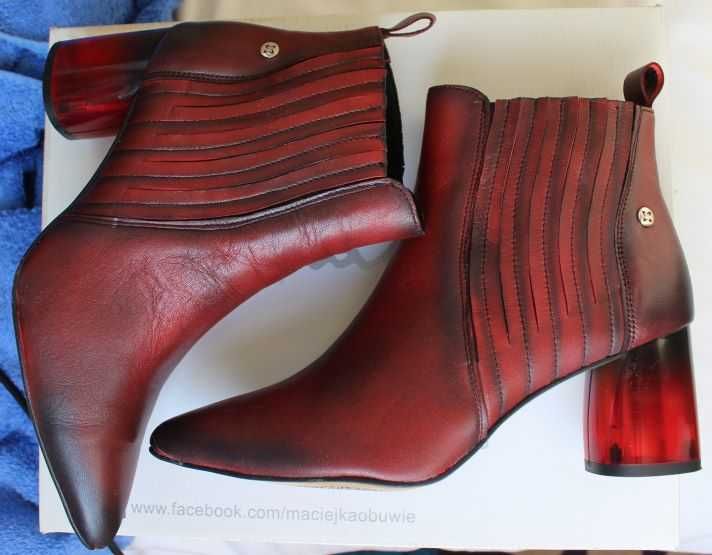 botki, buty damskie skóra licowana r.39, Maciejka