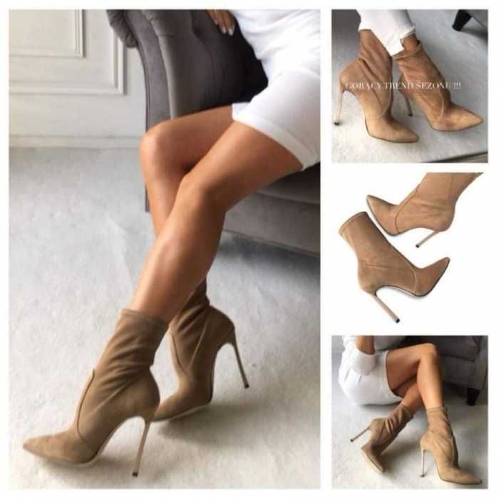 Piękne polskie botki Calzado, skóra, r. 40