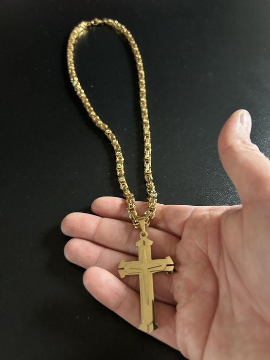 Piękny komplet Królewski łancuch z krzyżem