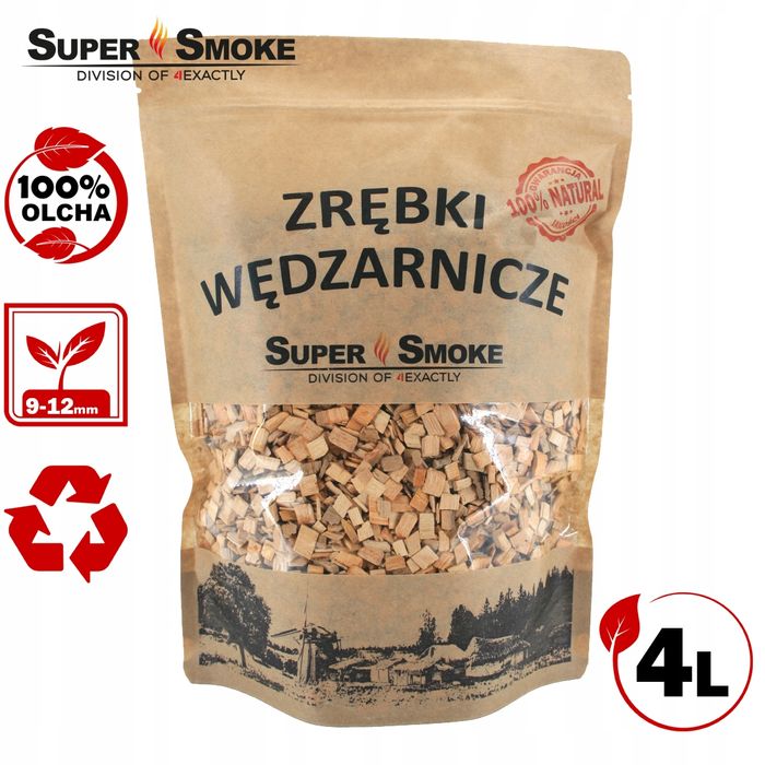 Zrębki Wędzarnicze Super Smoke OLCHA KL-10 (9-12mm) Large 4L Kraft