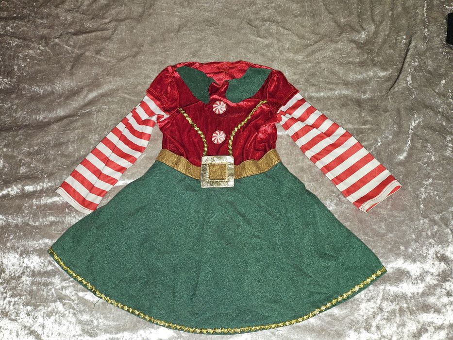 Платье ельф, помощница санты на 3-4 года.