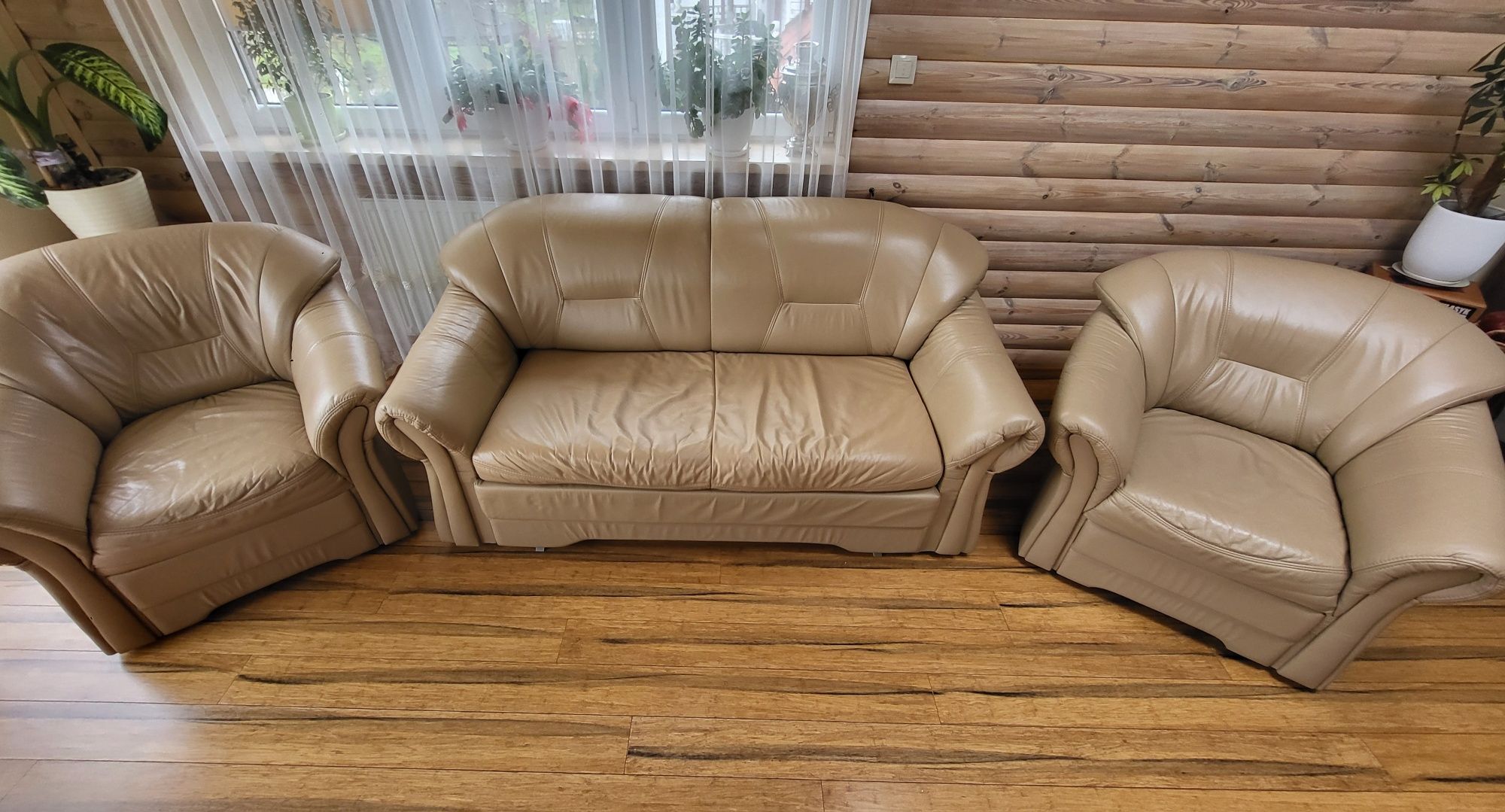Komplet mebli skórzanych | Sofa + 2 fotele