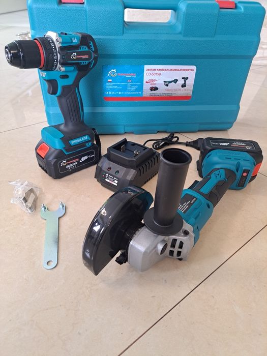Zestaw szlifierka aku z reg i wkrętarka aku 48v 2xaku