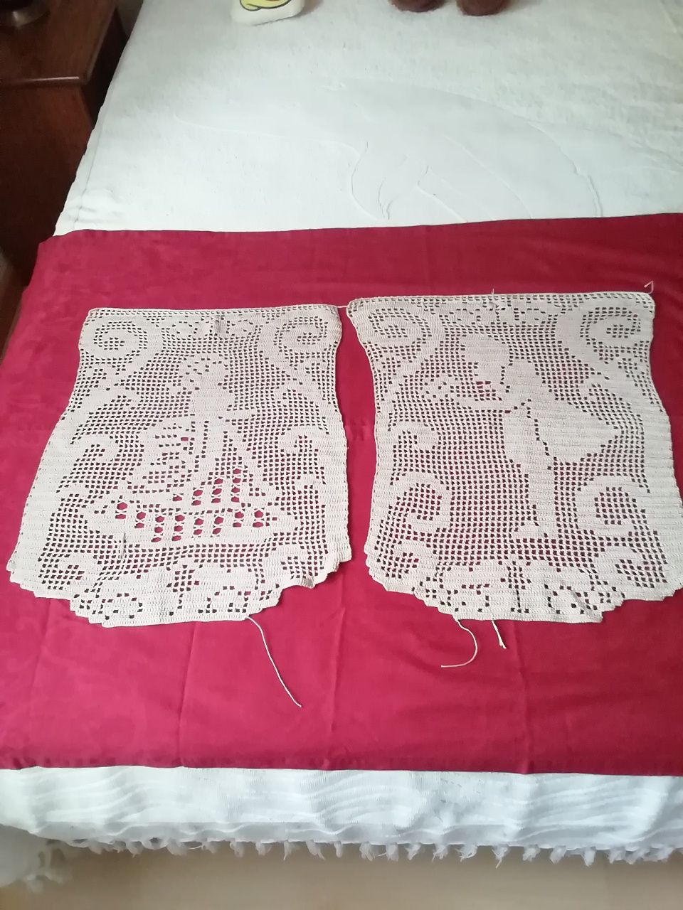 Conjunto de naperons para sofá, antigos