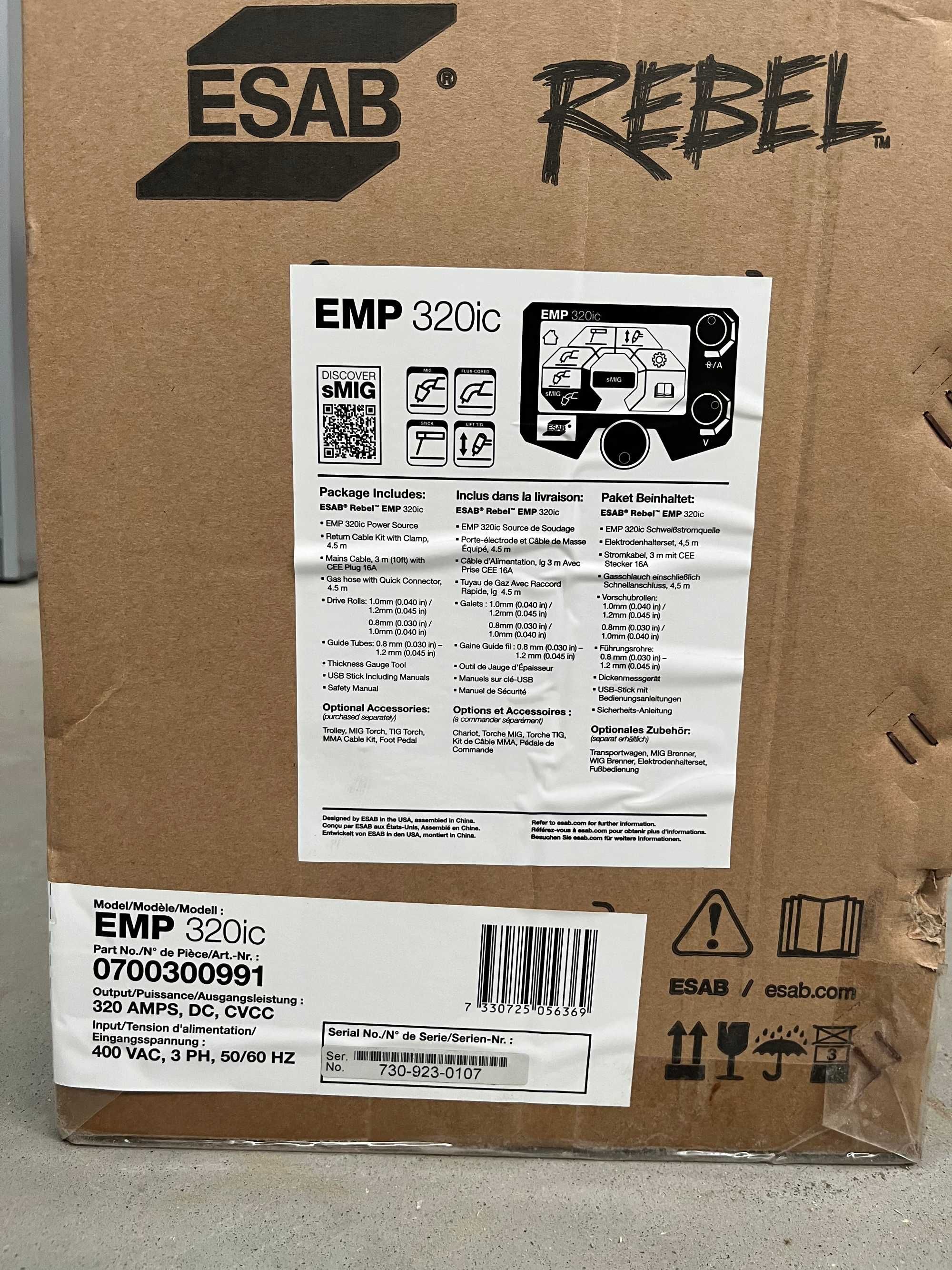Spawarka migomat MIG MAG TIG MMA ESAB Rabel EMP320ic NOWA