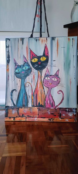 Óleo sobre tela, original, dimensões 70 cm x 60 cm "Bigodes"