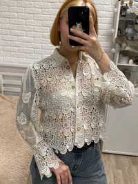 Кружевная блуза блузка рубашка ажурная