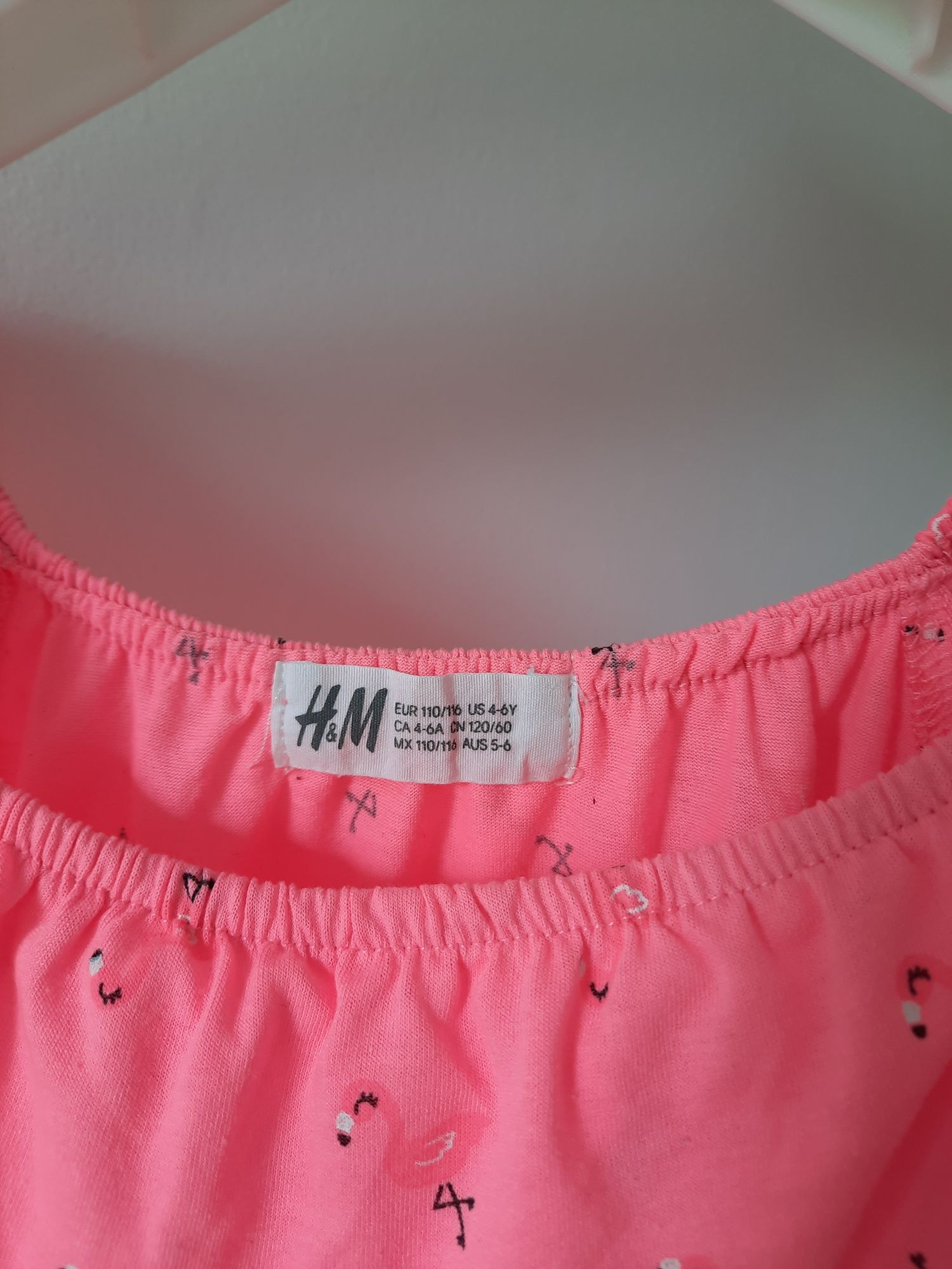 H&M bluzka dziewczęca flamingi 110/116