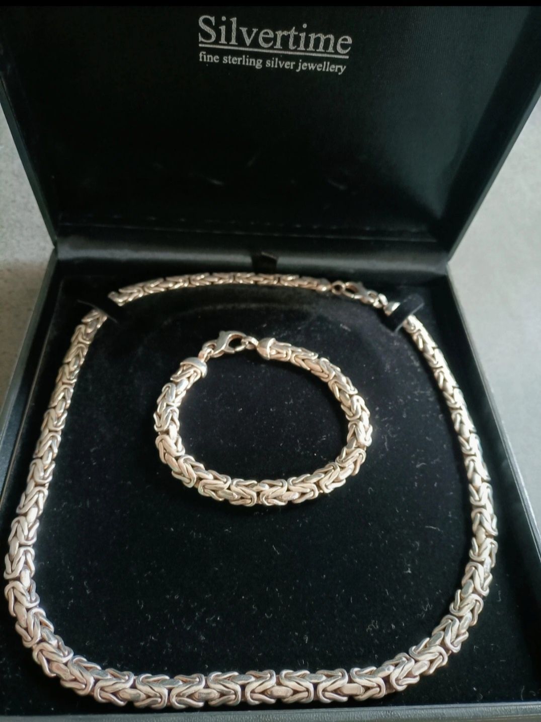 Zestaw srebrny męski Królewski bizantyjski łańcuch i bransoleta 153g
