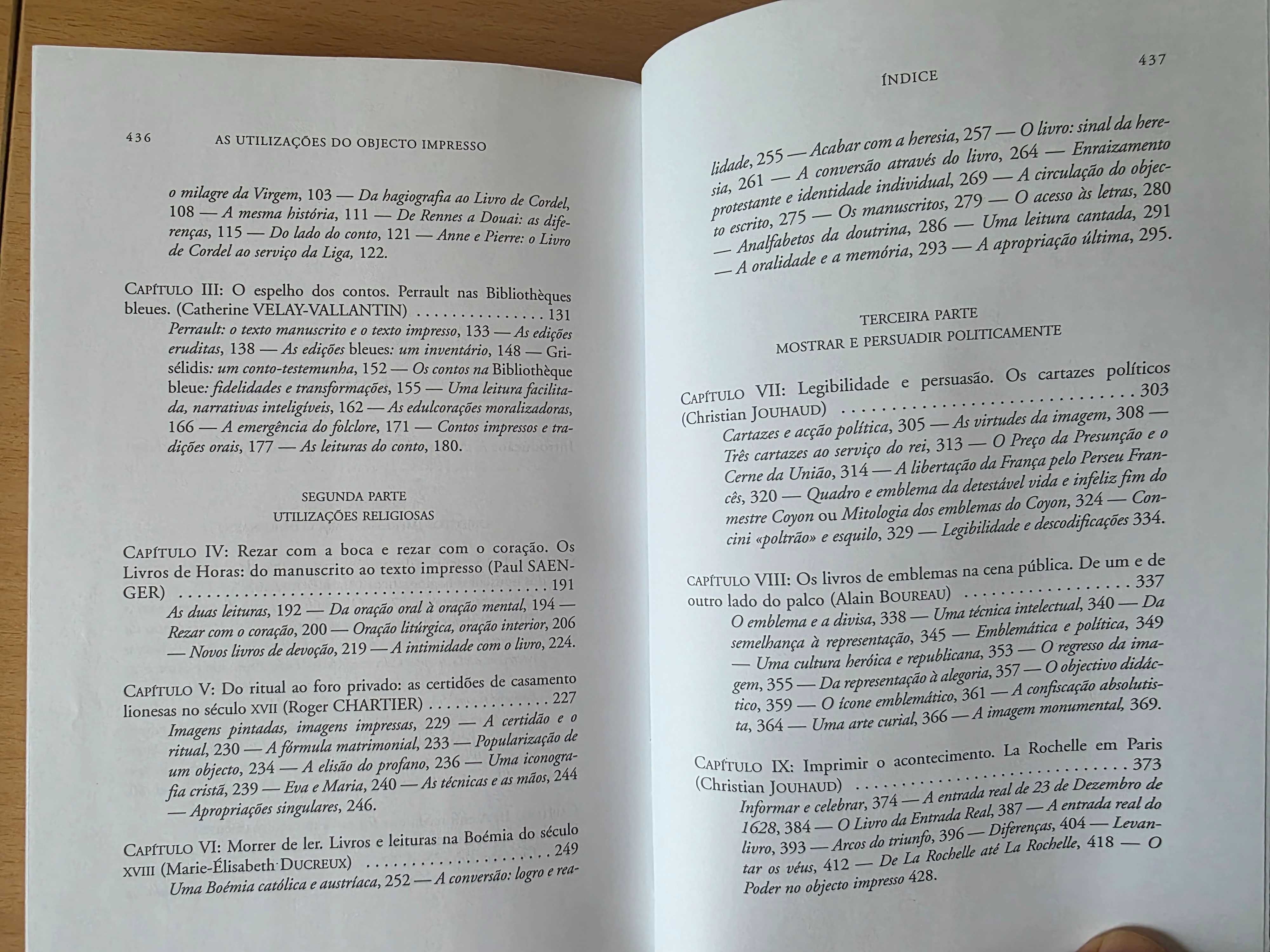 Livro "As Utilizações do Objecto Impresso" de Roger Chartier