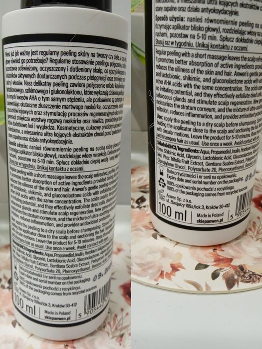 Delikatny peeling do skóry głowy Anwen plus serum rewitalizujace mikro