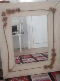 Espelho rústico de madeira branco